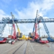 Rückbau Containerkran, Hafen Emmerich, Autokrane Schares, Tandemhub, SPMT, Liebherr Mobilkrane, Raupenkrane